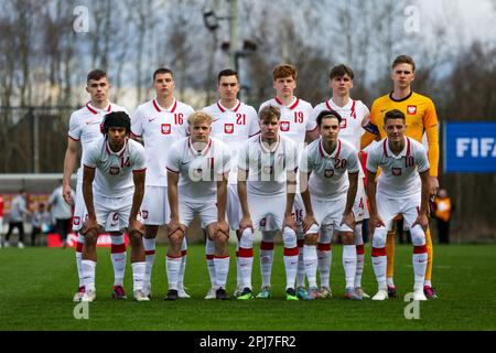 Cracovie, Pologne. 25th mars 2023. L'équipe nationale polonaise a été vue lors du championnat d'Europe des moins de 19 ans 2023-Elite round match entre la Pologne et la Lettonie au centre d'entraînement de Cracovie. Note finale; Pologne 3:0 Lettonie. (Photo de Grzegorz Wajda/SOPA Images/Sipa USA) crédit: SIPA USA/Alay Live News Banque D'Images