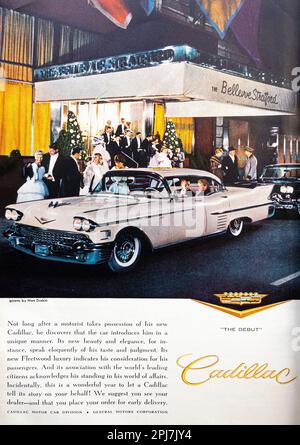 Cadillac la première publicité dans un magazine NatGeo, janvier 1958 Banque D'Images