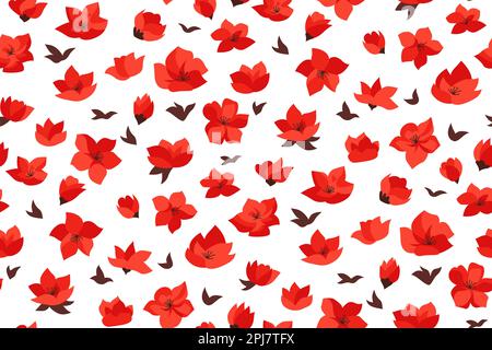Sakura en fleur de cerisier avec motif fleuri sans couture. Décoration élégante, fleur japonaise nature texture plante. Enveloppe décorative de fleur de cerisier de printemps asiatique chinois. Imprimé oriental vectoriel Illustration de Vecteur