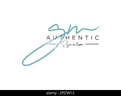 Modèle de logo de signature GM. Illustration de Vecteur