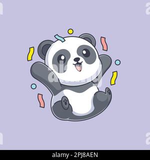 Mignon panda célébrant le dessin animé de la fête Illustration de Vecteur