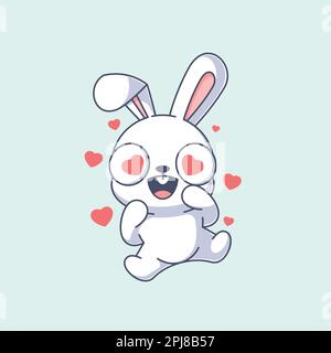 Mignon lapin dans l'amour dessin animé Illustration de Vecteur