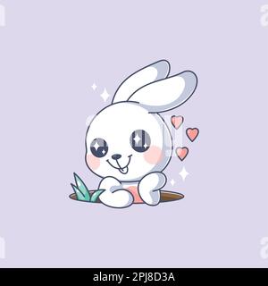 Mignon lapin dans l'amour dessin animé Illustration de Vecteur