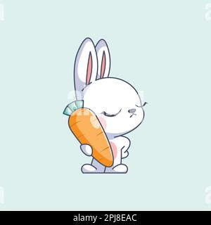Mignon lapin apporte sa carotte préférée Illustration de Vecteur