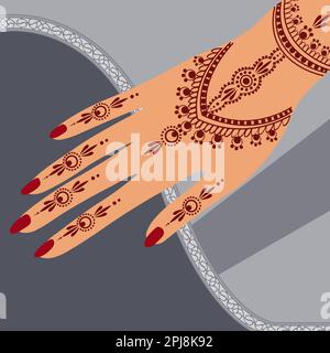 EID Henna Mehndi mains Vector Illustration Eid Henna main dessiné Henna Vector Design Banque D'Images