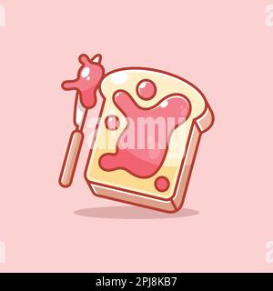 Pain blanc mignon avec confiture de fraise Illustration de Vecteur