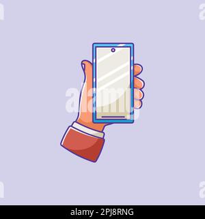 Téléphone dans le style de dessin animé main humaine Illustration de Vecteur