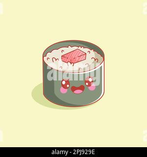 Joli motif tekka maki de style dessin animé Illustration de Vecteur