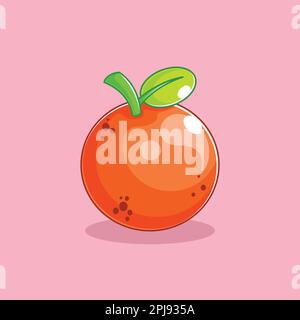 Dessin orange de style dessin animé sur fond rose Illustration de Vecteur