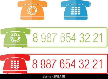 Icônes de téléphone avec emplacement pour le numéro, illustration du vecteur eps10 Illustration de Vecteur