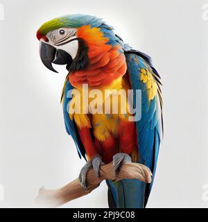 Le perroquet de Macao est situé sur une branche, Macaw, dans une forêt tropicale. Faune scène nature. Concept faune Banque D'Images