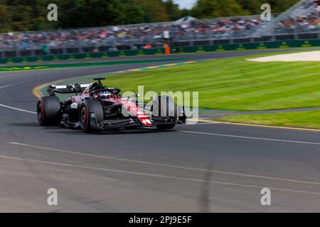 Melbourne, Australie. 01st avril 2023. 1st avril 2023 : circuit du Grand Prix de Melbourne, Melbourne, Victoria, Australie : Grand Prix de Formule 1 d'Australie : qualification : pilote numéro 77 Alfa Romeo Valtteri Bottas lors de la qualification à la Formule 1 d'Australie crédit : action plus Sports Images/Alay Live News Banque D'Images