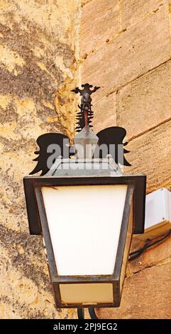 Ancien lampadaire du château d'Altafulla, Tarragone, Catalogne, Espagne, Europe Banque D'Images