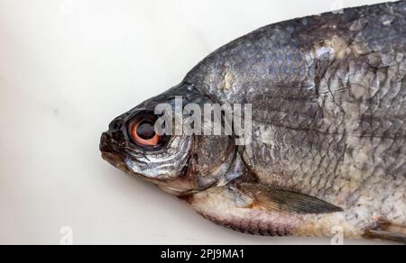 Le poisson séché sur fond de marbre. Banque D'Images