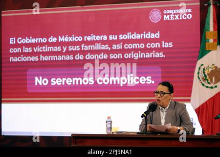 Non exclusif: 31 mars 2023, Mexico, Mexique: La secrétaire à la sécurité et à la protection des citoyens du Mexique, Rosa Isla Rodriguez, confirme la déte Banque D'Images