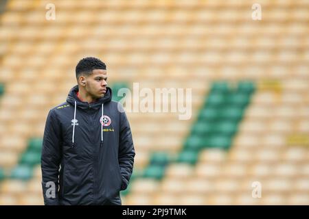 Norwich, Royaume-Uni. 01st avril 2023. William Osula #32 de Sheffield United arrivée pendant le match de championnat de Sky Bet Norwich City vs Sheffield United à Carrow Road, Norwich, Royaume-Uni, 1st avril 2023 (photo d'Arron Gent/News Images) à Norwich, Royaume-Uni le 4/1/2023. (Photo par Arron Gent/News Images/Sipa USA) crédit: SIPA USA/Alay Live News Banque D'Images