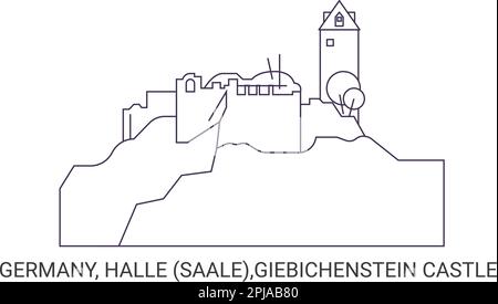 Allemagne, Halle Saale, Château de Giebichenstein, illustration vectorielle de voyage Illustration de Vecteur