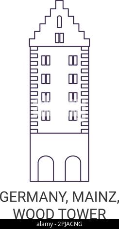 Allemagne, Mayence, Wood Tower, illustration vectorielle du voyage Illustration de Vecteur