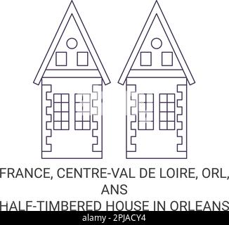 France, Centerval de Loire, ORL, Anshalftimbered House à Orléans voyage repère illustration vectorielle Illustration de Vecteur