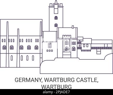 Allemagne, château de Wartburg, illustration vectorielle du voyage de Wartburg Illustration de Vecteur