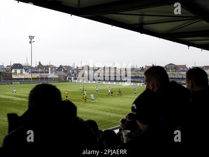 SPAKENBURG - des joueurs de football en action pendant le match entre SV Spakenburg et OFC. Spakenburg a pris du retard dans les quarts de finale de la coupe KNVB en éliminant le FC Utrecht 4-1. ANP REMKO DE WAAL crédit: ANP/Alay Live News Banque D'Images