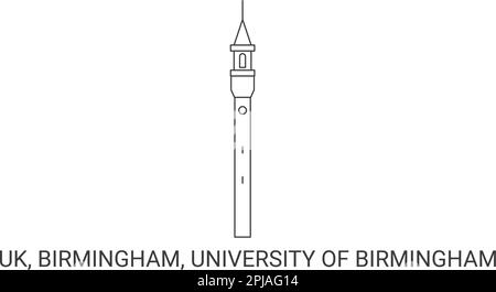 Angleterre, Birmingham, Université de Birmingham, illustration vectorielle de voyage Illustration de Vecteur