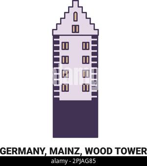 Allemagne, Mayence, Wood Tower, illustration vectorielle du voyage Illustration de Vecteur