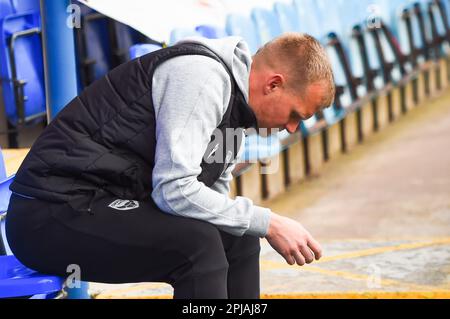 Gestionnaire Liam Manning (gestionnaire Oxford United) avant le match de la Sky Bet League 1 entre Peterborough et Oxford United à London Road, Peterborough, le samedi 1st avril 2023. (Photo : Kevin Hodgson | ACTUALITÉS MI) crédit : ACTUALITÉS MI et sport /Actualités Alay Live Banque D'Images