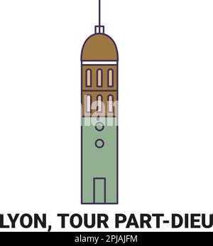 France, Lyon, Tour Partdieu, illustration vectorielle de voyage Illustration de Vecteur