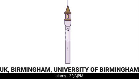 Angleterre, Birmingham, Université de Birmingham, illustration vectorielle de voyage Illustration de Vecteur