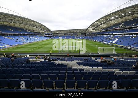 Brighton East Sussex, Royaume-Uni. 1st avril 2023. Une vue générale (GV) du stade avant le match de la Premier League Brighton V Brentford au stade Amex de Brighton. Crédit : MARTIN DALTON/Alay Live News Banque D'Images