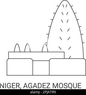 Niger, Mosquée Agadez, illustration vectorielle de voyage Illustration de Vecteur