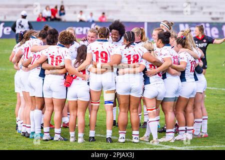 Madrid, Madrid, Espagne. 1st avril 2023. USA womenÃs équipe de rugby avant le match de rugby de womenÃs entre le Canada et les Etats-Unis valide pour le World Rugby Pacific four Series 2023 joué à Estadio Nacional Universidad Complutense.Madrid, Espagne le samedi 01 avril 2023 (Credit image: © Alberto Gardin/ZUMA Press Wire) USAGE ÉDITORIAL SEULEMENT! Non destiné À un usage commercial ! Banque D'Images