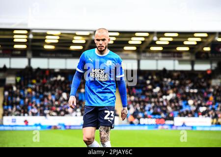 Joe Ward (23 Peterborough United) lors du match de la Sky Bet League 1 entre Peterborough et Oxford United à London Road, Peterborough, le samedi 1st avril 2023. (Photo : Kevin Hodgson | ACTUALITÉS MI) crédit : ACTUALITÉS MI et sport /Actualités Alay Live Banque D'Images