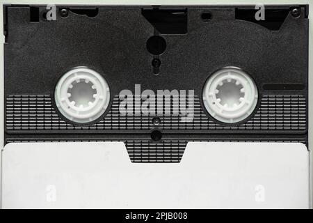 Cassette DVD avec couvercle blanc gros plan, technologie, cassette ancienne Banque D'Images