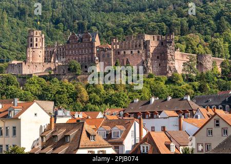 Le château de Heidelberg se dresse au milieu du toit de la ville. C'est le monument le plus visité de Heidelberg, en Allemagne Banque D'Images