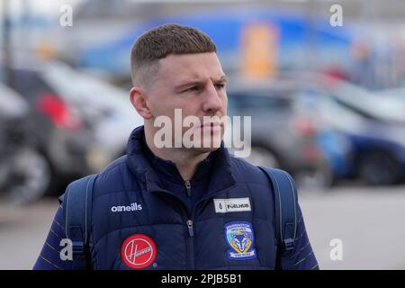 George Williams #6 de Warrington Wolves arrive au stade avant le match de la Super League Round 7 de Betfred Warrington Wolves vs Hull FC au Halliwell Jones Stadium, Warrington, Royaume-Uni, 1st avril 2023 (photo de Steve Flynn/News Images) Banque D'Images