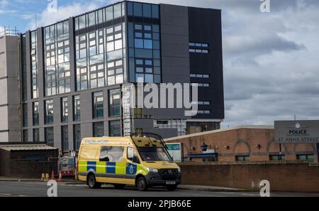 Poste de police de la rue St Anne, quartier général de la police de Merseyside, Liverpool, Royaume-Uni Banque D'Images