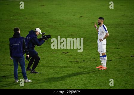 Seraing, Belgique. 01st avril 2023. Tarik Tissoudali de Gent est photographié lors d'un match de football entre RFC Seraing et KAA Gent, le samedi 01 avril 2023 à Seraing, le 31 e jour de la première division du championnat belge de la « Jupiler Pro League » 2022-2023. BELGA PHOTO JOHN THYS crédit: Belga News Agency/Alay Live News Banque D'Images