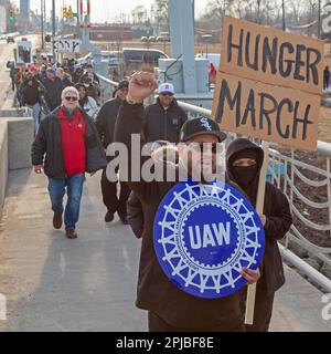 Detroit (Michigan) États-Unis, le 5 mars 2022, les membres de l'Union ont commémoré le 90th anniversaire de la marche Ford Hunger 1932. Avec le taux de chômage de Detroits Banque D'Images