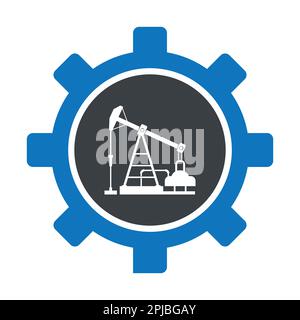 Plates-formes pétrolières, équipement de production de l'industrie pétrolière, logo d'illustration vectorielle Banque D'Images