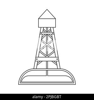 Plates-formes pétrolières, équipement de production de l'industrie pétrolière, logo d'illustration vectorielle Banque D'Images