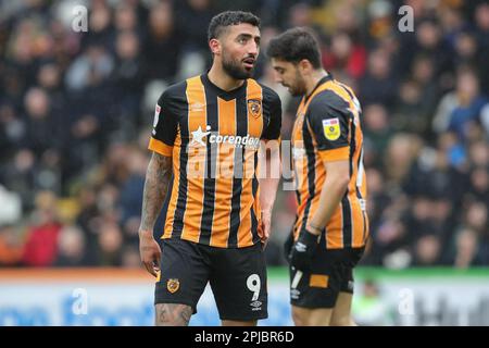 Hull, Royaume-Uni. 01st avril 2023. Allahyar Sayyadmanesh #9 de Hull City pendant le match de championnat Sky Bet Hull City vs Rotherham United au MKM Stadium, Hull, Royaume-Uni, 1st avril 2023 (photo de James Heaton/News Images) à Hull, Royaume-Uni le 4/1/2023. (Photo de James Heaton/News Images/Sipa USA) crédit: SIPA USA/Alay Live News Banque D'Images