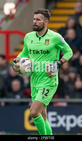 Wrexham, Wrexham County Borough, pays de Galles. 1st avril 2023. Wrexham goalkeeprs Ben Foster, pendant Wrexham Association football Club V Oldham Athletic Association football Club au terrain de course, dans la Vanarama National League. (Image de crédit : ©Cody Froggatt/Alamy Live News) Banque D'Images