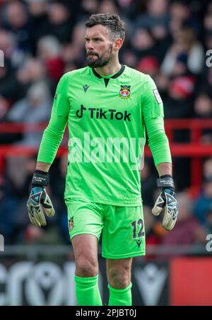 Wrexham, Wrexham County Borough, pays de Galles. 1st avril 2023. Wrexham goalkeeprs Ben Foster, pendant Wrexham Association football Club V Oldham Athletic Association football Club au terrain de course, dans la Vanarama National League. (Image de crédit : ©Cody Froggatt/Alamy Live News) Banque D'Images