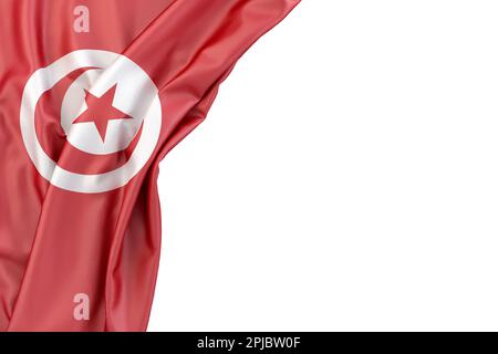 Drapeau de la Tunisie dans le coin sur fond blanc. 3D rendu. Isolé Banque D'Images