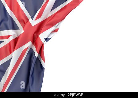 Drapeau du Royaume-Uni dans le coin sur fond blanc. 3D rendu. Isolé Banque D'Images