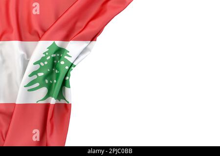 Drapeau du Liban dans le coin sur fond blanc. Isolé. 3D rendu Banque D'Images