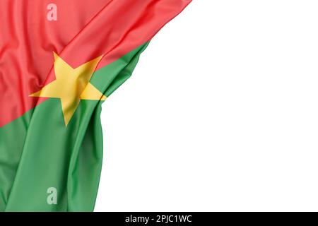 Drapeau du Burkina Faso à l'angle sur fond blanc. 3D rendu. Isolé Banque D'Images