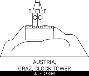 Autriche, Graz, Tour de l'horloge, illustration vectorielle du voyage Illustration de Vecteur